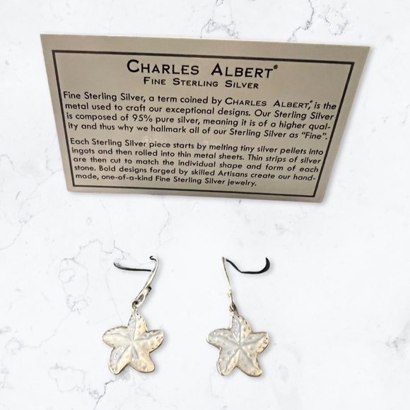 Sterling Silver Mother of Pearl Starfish Drop Earrings - Picture 2 of 6